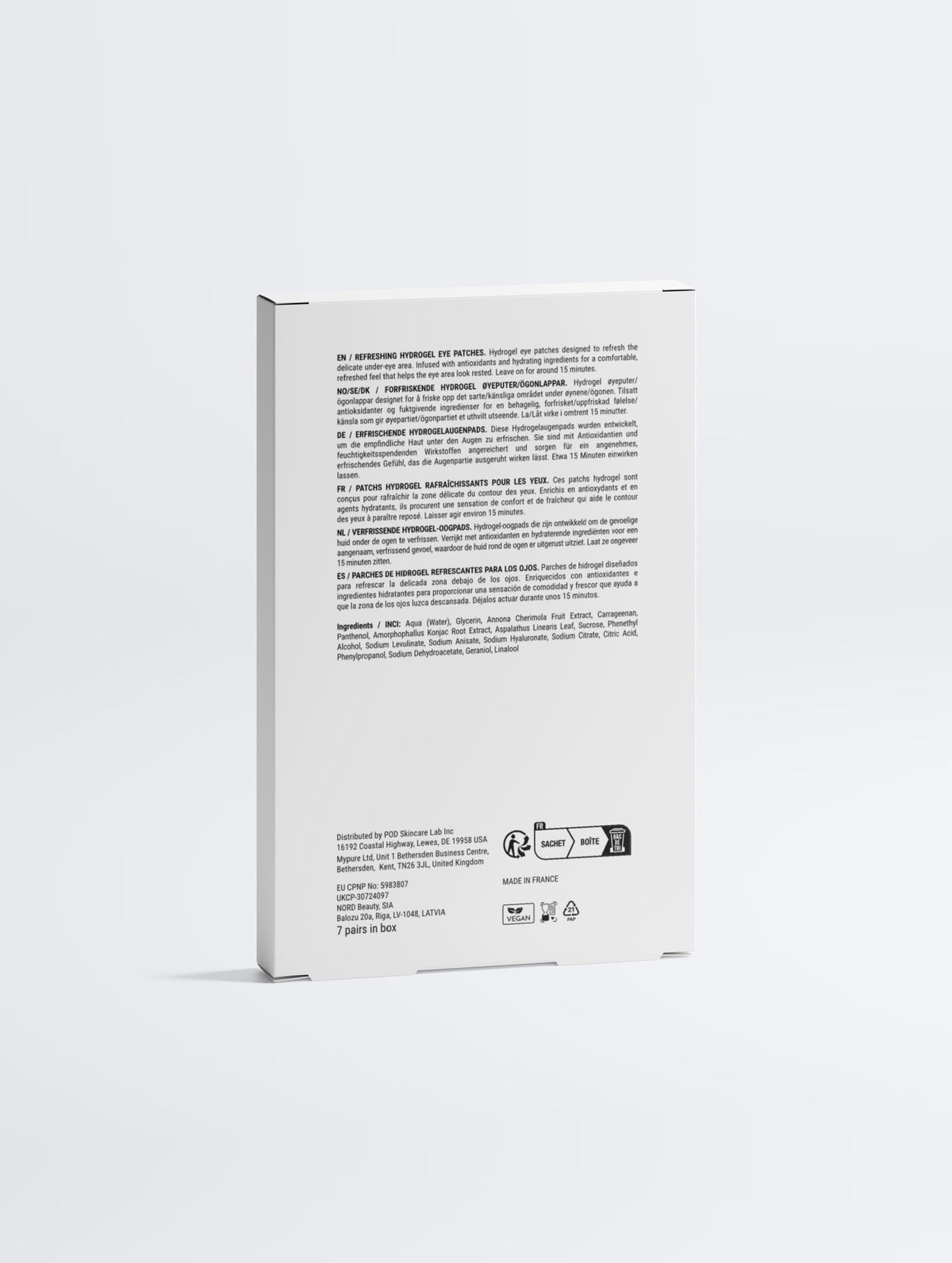 Patchs hydrogel anti-fatigue - Antioxydants & Panthénol